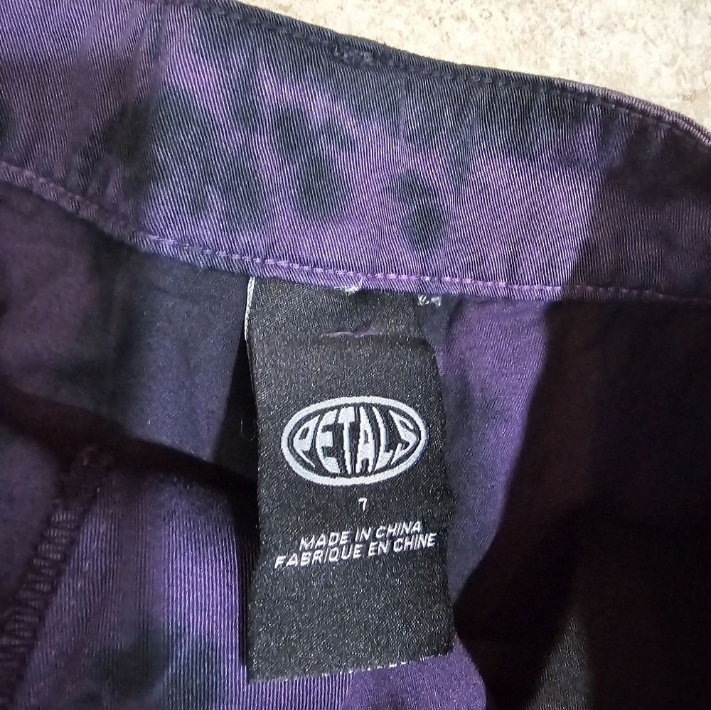 Petals Womens Size 7 Cargo Pants Purple Black Tie Dye Trousers Pristine Y2K Rave - Picture 3 of 6